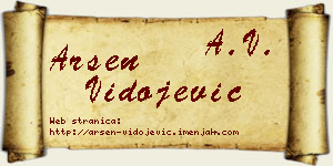 Arsen Vidojević vizit kartica